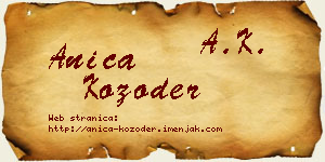 Anica Kozoder vizit kartica